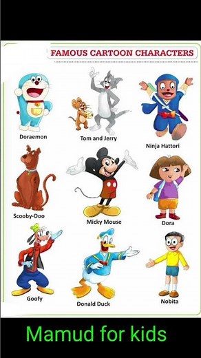 Learn famous cartoon and characters l kids learning video l Mamud for kids