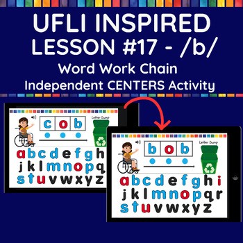 Lesson 17 /b/ CVC No Prep | WORD CHAINS | Digital Work Centers BOOM CARDS