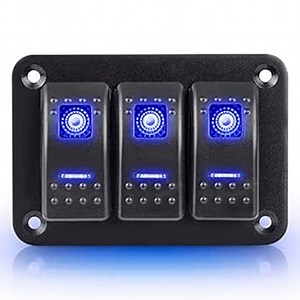 WATERWICH Rocker Switch Panel 3 Gang 12V On/Off SPST Switch Panel with Night Glow Stickers for RV Truck Vehicle