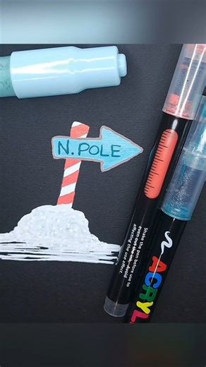 EASY CHRISTMAS DRAWING | North Pole Sign | PaintPens #shorts #shortsfeed