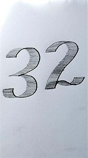 How to Draw 3D Number 32 ✨ Easy Pencil Drawing Tutorial #shorts