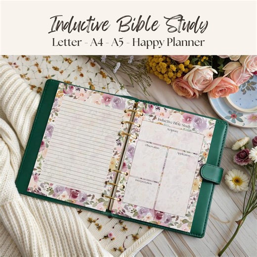 Inductive Bible Study Template Printable Neutral Floral Scripture Journal Prompts Digital Download Boho Christian Planner Inserts - Etsy