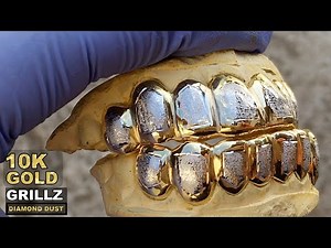 10K Gold Diamond Dust Custom Grillz 2 Tone Grills For Teeth