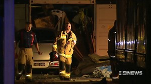 Shipping container explodes in Sydney garden
