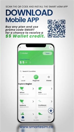 Scan the QR code and install the Smart eSIM App