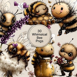 Whimsical Bee PNG Bundle – 30 Cute Bee Clipart Files, Spring Insect Illustrations - Etsy
