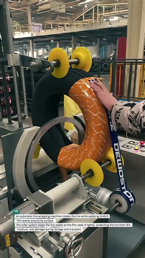 Smart Tire Wrapping Machine Process | Automated Packaging Technology in Tire Factory