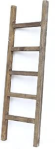 BARNWOODUSA Rustic Farmhouse Decorative Ladder - Our 47 inch Ladder can be Mounted Horizontally or Vertically and is Crafted from Reused Wood No Assembly Required Brown