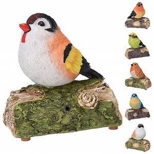 Motion Sensor Activated Singing Chirping Bird on Stump Ornament Home Garden  | eBay UK