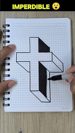 TRUCO de Dibujo 3D Cruz sobre Cuadricula 🔥 Parte 2 #drawing