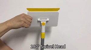 JEHONN Baseboard Cleaner Tool with Handle, 56 inches Base Boards Cleaning Mop Scrubber, 1 Stiff Bristles Brush, 2 Chenille and 2 Microfiber Pads, Wall Duster for Floorboard Ceiling Window (Yellow)