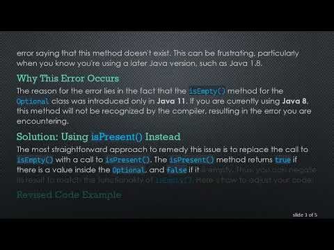Resolving the isEmpty() Method Error in Java Optional