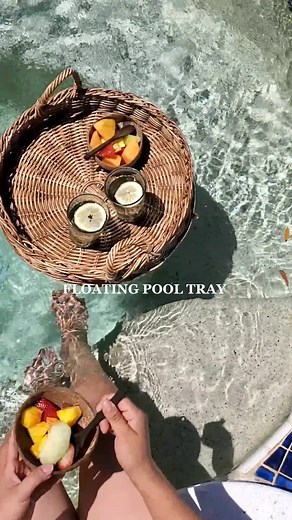 Summer ready?! Let's make a Bali floating pool tray to get you ready for the weekend. if you're looking for a similar tray, I got mine from @homegoods, they have tons of trays options right now #summer #summerproject #diy #pool #floatingtray #homegoodsfinds #breakfasttray #homediy #homediyideas