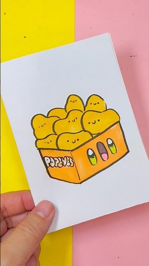 Comment dessiner une boîte de poulet frit kawaii étape par étape