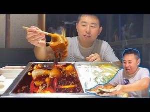chef Chao won 500yuan. having 12 plates of maodu ((rumen of cattle ) for hot pot . so satisfying
