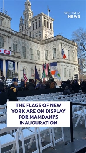 Spectrum News NY1 on Instagram: "The flags of New York are up and on display on the front steps of City Hall ahead of Zohran Mamdani's mayoral inauguration this afternoon."