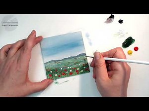 Landschaft mit Blumenwiese malen für Anfänger | Acrylmalerei für Anfänger