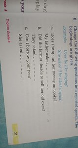 B. Change the following questions into reported speech. The beg... | Filo