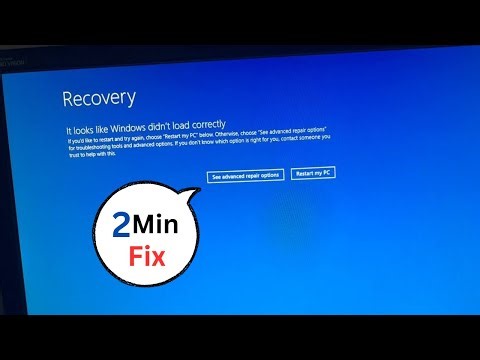 Recovery it looks like windows didn't load correctly windows 11/10