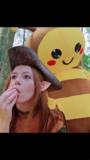 Star Babe Dioes on Instagram: "766 The girl was very happy to find a stone while walking on a forest path. Then the girl was overcome with joy when she saw the beehive. The bee came up behind the girl while she was taking honey out of the beehive and eating it."
