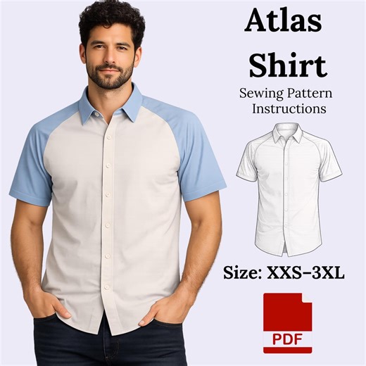 Atlas Shirt Sewing Pattern | Men’s Raglan Button-Up (PDF Pattern)