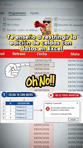 👉🏻 Restringir edición de celdas en excel con Visual Basic😉💯 #excel #tutorial #tips #visualbasic
