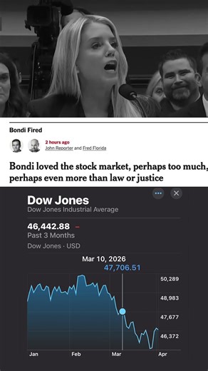 Pam Bondi sings THE DOW in minor key bc she got fired