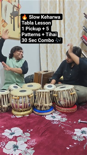 Slow Keharwa tabla combo 🎶1 pickup, 5 patterns & 1 tihai in just 30 seconds #musician #shorts