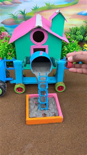 DIY Mini Tractor Making Cement Foundation | Real Working Mini Construction Machine 🚜#shorts