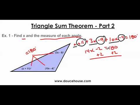 Triangle Sum Theorem - Part 2 (Solving for X)