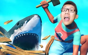 我跟鲨鱼比谁游的快！这游戏真刺激！Raft海上漂流生存 鲤鱼Ace解说