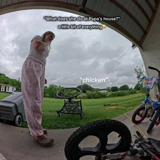 We still have no idea what that noise was🤨 #grandparents #familycompound #granddaughters #grandkids #grandparentslove
