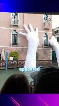 There’s something unsettling about seeing giant hands emerge from the canals of Venice.