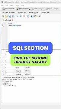 Find the Second Highest Salary. #SQL #TechInterviews #CodingTips