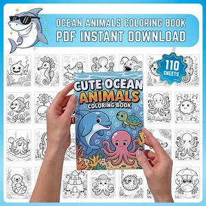 110 Cute Ocean Animals Coloring Pages, Adult and Kid Coloring Pages, Printable Ocean Coloring Pages Instant Download - Etsy