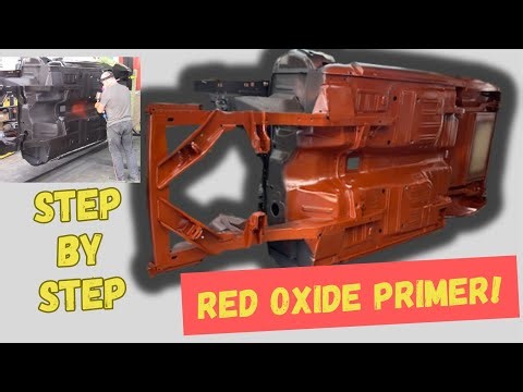 Prepping and spraying red oxide primer and sealer on the 69 Mach 1. Slither part 40.