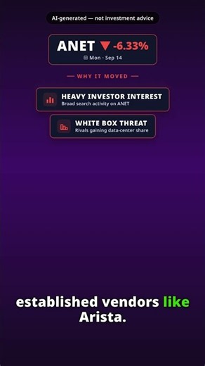 Why Is Arista Networks Stock Falling Today? ANET -6.33% (Sep 14) — White Box Competition Concerns