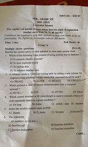 Sub.Code : 4281'D'NEB - GRADE XII 2082 (2025)Computer Scienc... | Filo