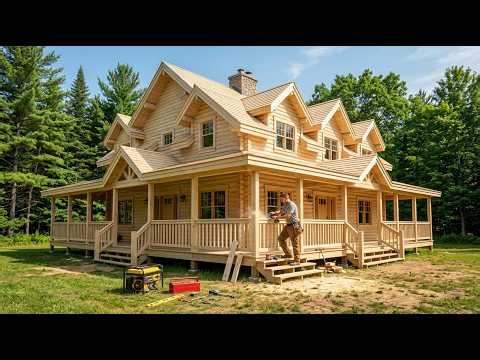 Man Builds a Beautiful Wooden Log Cabin in the Mountains | Start to Finish ‪@MeadowlarkLogHomes‬