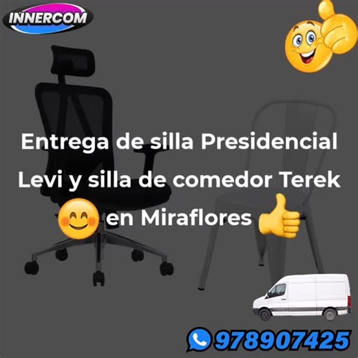😃 Entrega de silla Presidencial LEVI y silla de comedor TEREK en Miraflores 😃 🤝 ¡Con Innercom tus pedidos llegan puntuales y tal como los solicitas, sin demoras ni retrasos, con total seguridad! 🤝😊 📱 Whatsappea con nosotros: https://wa.me/51978907425 🗒 Contamos con: ✅ Sillas y sillones de oficina ✅ Tapices en cuero, malla y lino ✅ Sillas fijas o giratorias ✅ Bancas Tandem de 2, 3 y 4 sillas ✅ Sillas Poltronas, Eames y Bar ✅ Separadores de fila ✅ Bancos para laboratorios ✅ Escritorios y mu