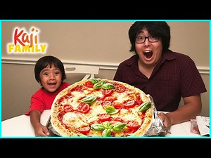 Ryan Bake A GIANT Pizza Challenge vs Daddy - Videos For Kids