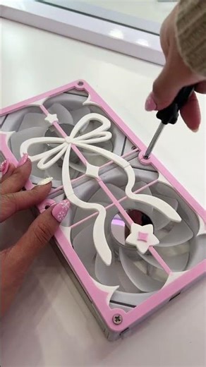 adding fan covers to my pc 🎀 #pc #pcsetup #pcbuild #whitepc #whitepcbuild #pcfan #fancover