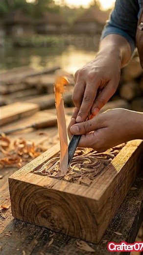 Crafting a Canoe by the River Satisfying Traditional Woodworking ASMR #shortsfeed #handmade #boat