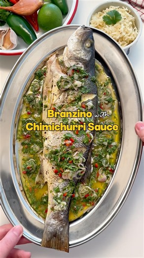 Whole Branzino Dinner with Cilantro Chimichurri Sauce