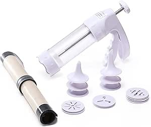 Cookie Press Gun,19 PCS Cookie Maker Machine Sets for DIY Biscuit Maker and Decoration By KITCHENRAKU KR (Cookie Press Gun With Baling Mat)