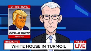 Cartoon Anderson Cooper’s got an exclusive interview with Our Cartoon President! Don’t miss it on a new episode this Sunday on Showtime. | Our Cartoon President