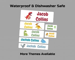 Custom Dinosaur Name Labels, Waterproof Stickers for Kids - Etsy