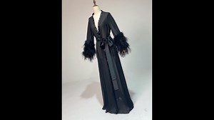 Watch Women's Feather Bridal Sheer Robe Chiffon Lingerie Nightgown on Amazon Live