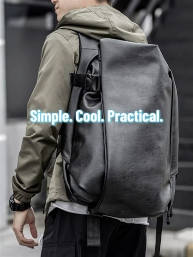 Sleek and modern men’s backpack made of high-quality PU leather.