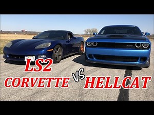 Modded 2006 LS2 C6 Corvette vs My Stock Hellcat Challenger 40 mph Roll Race